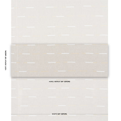Neutral beige wallpaper swatch with an overlapping white dash pattern and subtle linen texture.