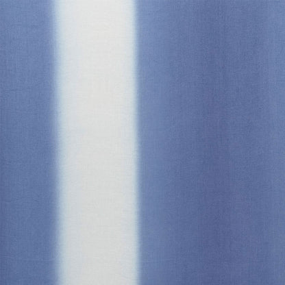 Blue fabric with a central white vertical stripe, woven texture.