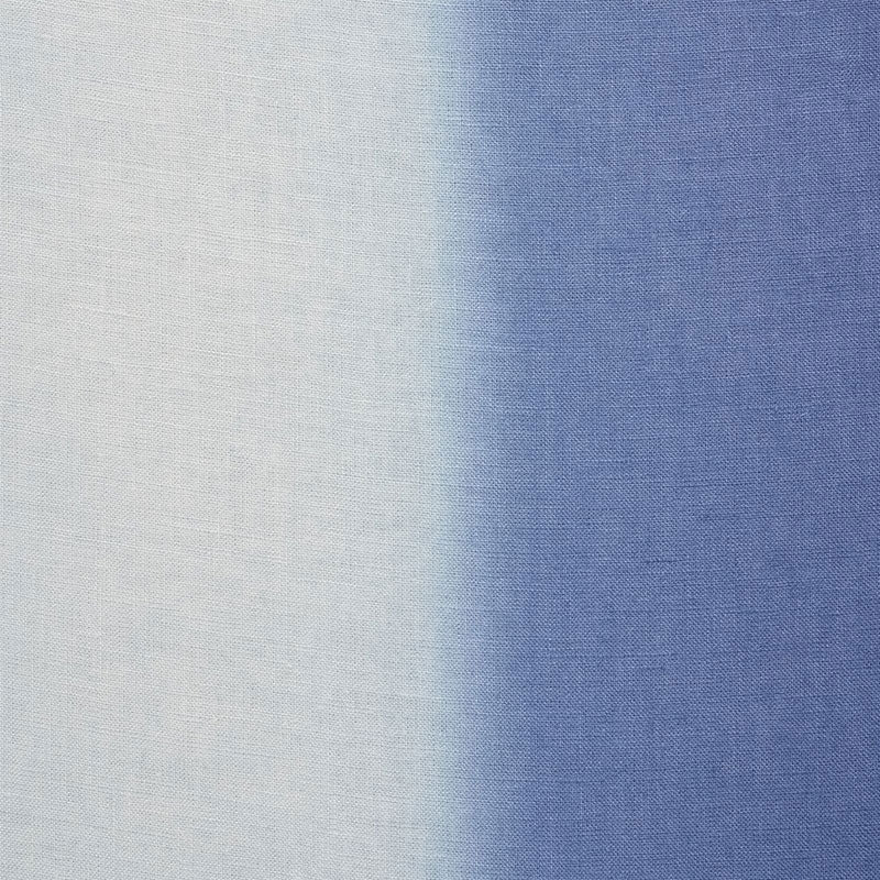 Two-tone fabric swatch gradient from ivory to blue with linen-like weave texture.