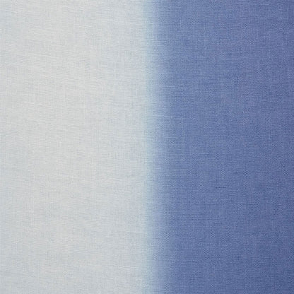 Two-tone fabric swatch gradient from ivory to blue with linen-like weave texture.