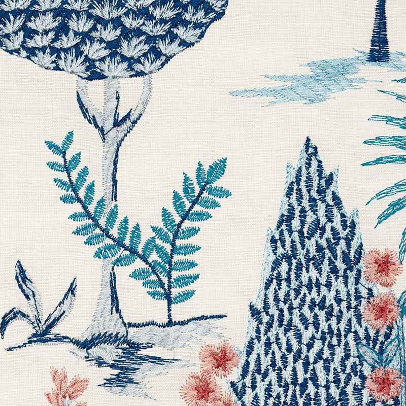 SCHUMACHER FABRIC  PALAMPORE PANDORA EMBROIDERY   DELFT & ROSE   - 74170