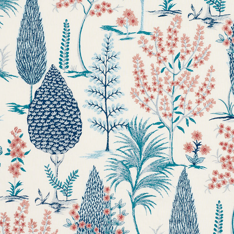 SCHUMACHER FABRIC  PALAMPORE PANDORA EMBROIDERY   DELFT & ROSE   - 74170