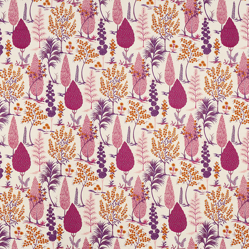 SCHUMACHER FABRIC  PALAMPORE PANDORA EMBROIDERY   AUBERGINE   - 74171