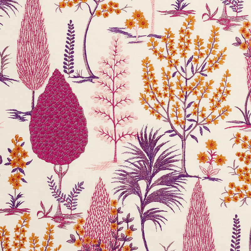 SCHUMACHER FABRIC  PALAMPORE PANDORA EMBROIDERY   AUBERGINE   - 74171