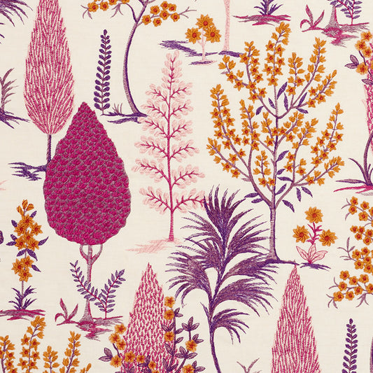 SCHUMACHER FABRIC  PALAMPORE PANDORA EMBROIDERY   AUBERGINE   - 74171