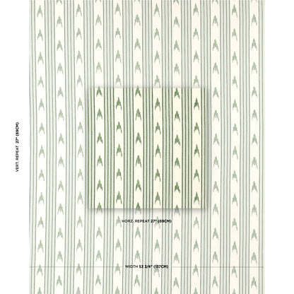SCHUMACHER FABRIC  MARK D. SIKES SANTA BARBARA IKAT   LEAF GREEN   - 74224