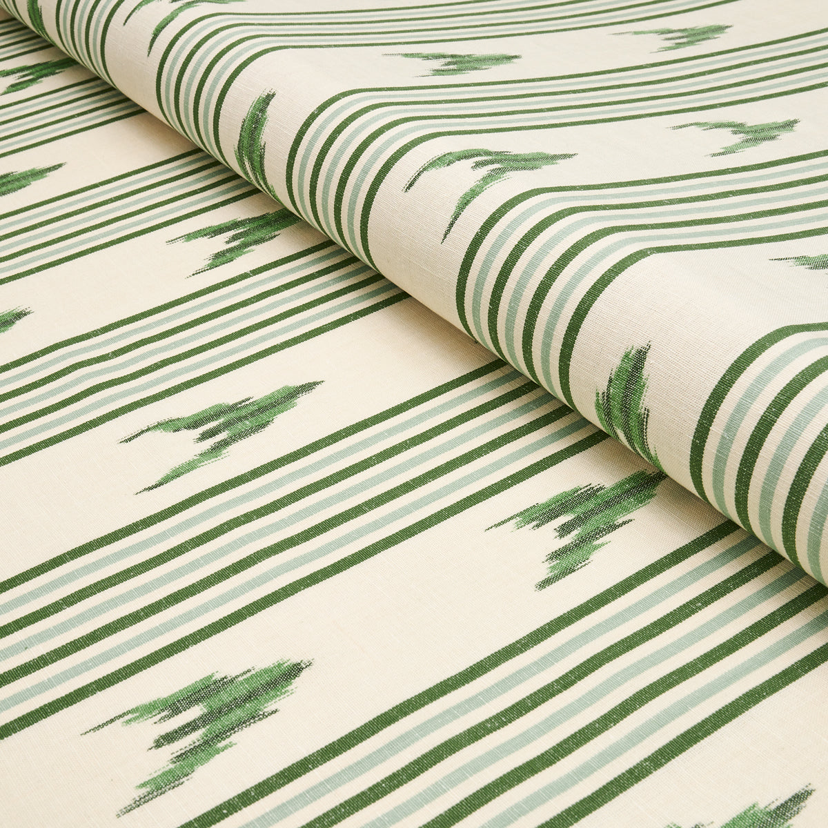 SCHUMACHER FABRIC  MARK D. SIKES SANTA BARBARA IKAT   LEAF GREEN   - 74224