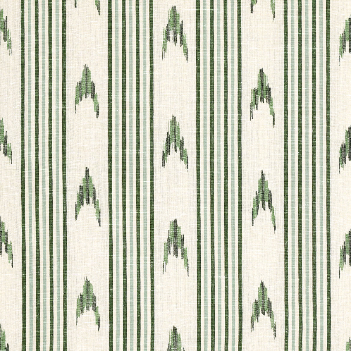 SCHUMACHER FABRIC  MARK D. SIKES SANTA BARBARA IKAT   LEAF GREEN   - 74224