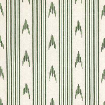 SCHUMACHER FABRIC  MARK D. SIKES SANTA BARBARA IKAT   LEAF GREEN   - 74224