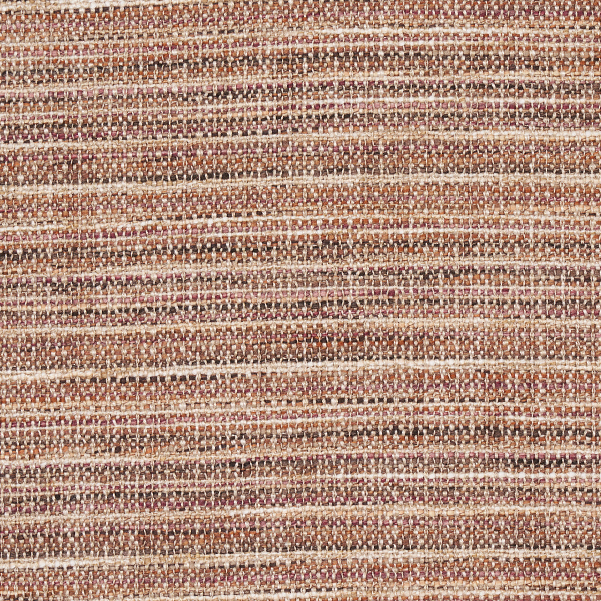 Brown, beige, and cream striped woven fabric with horizontal bands; rustic upholstery or rug material.