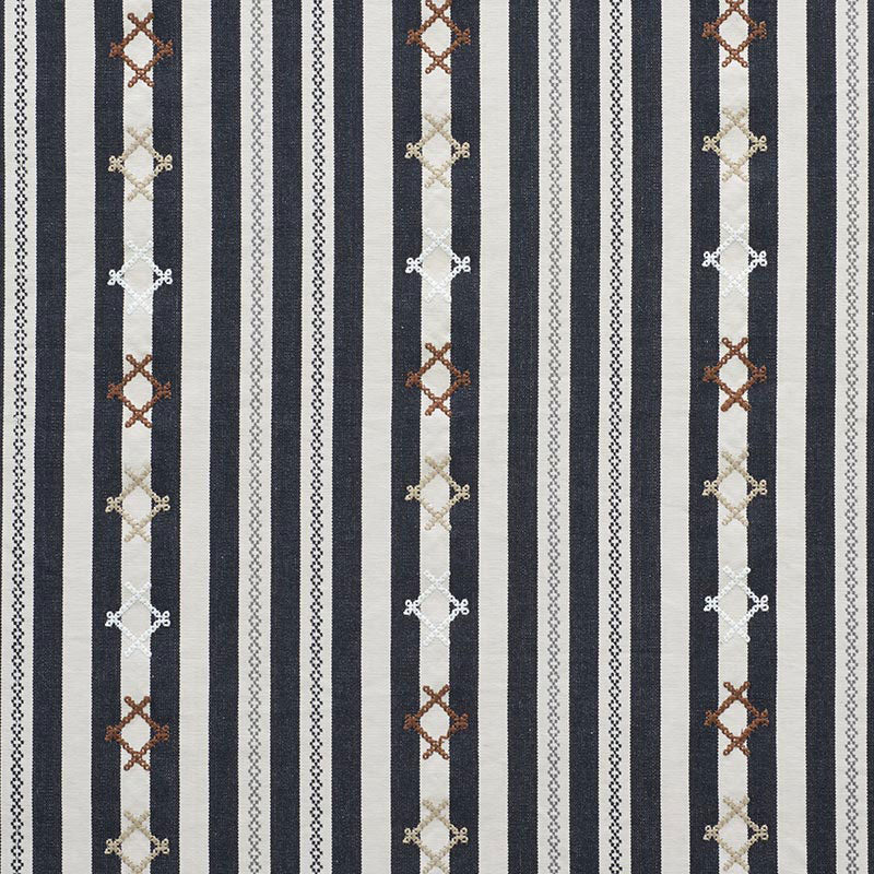 SCHUMACHER  OPEN SKY RHODES STRIPE PATTERNED WOVENS,EMBROIDERIES PATTERNED WOVENS,EMBROIDERIES BLACK   - 74461