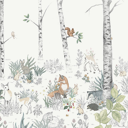 SCHUMACHER WALLCOVERING  BORASTAPETER MAGIC FOREST MURAL   IVORY   - 7481