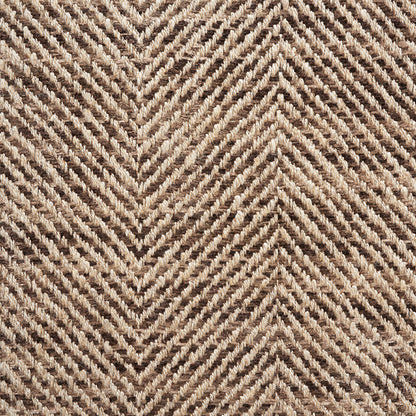 Beige and brown herringbone-pattern woven rug with thick, textured yarn and raised ridges.