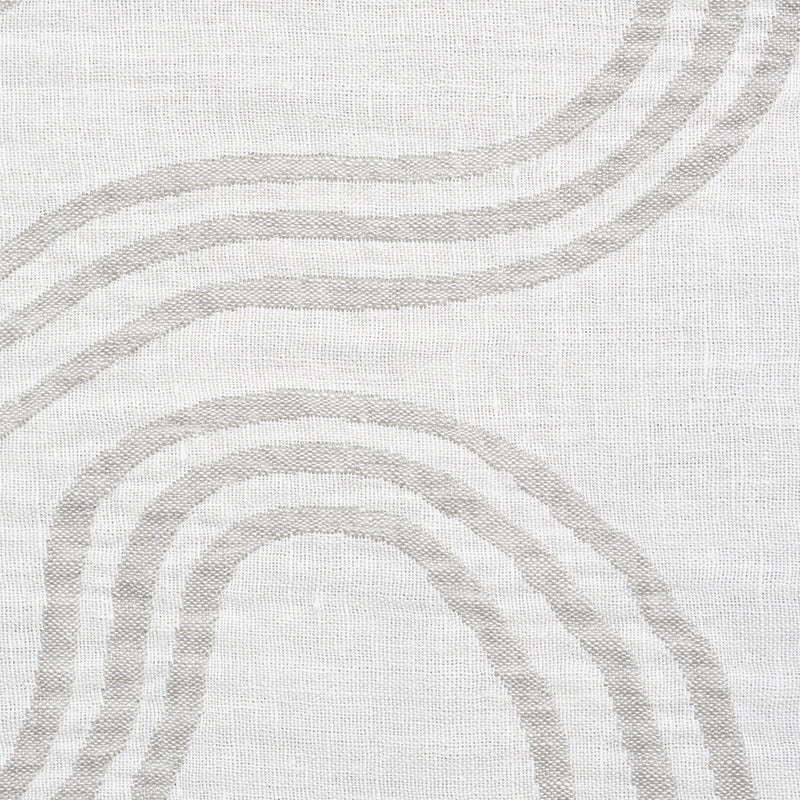 Soft gray curved stripes on off-white linen-like fabric; subtle abstract textile pattern.