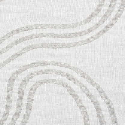 Soft gray curved stripes on off-white linen-like fabric; subtle abstract textile pattern.