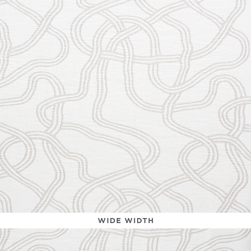 Soft gray looping rope pattern on ivory background; wide-width decorative wallpaper.