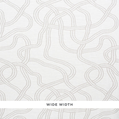 Soft gray looping rope pattern on ivory background; wide-width decorative wallpaper.