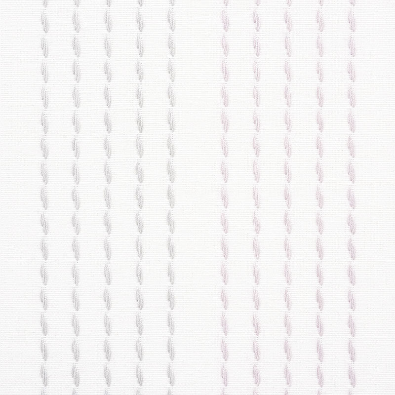 White fabric with evenly spaced pale pink vertical chain-stitched lines; soft textured textile.