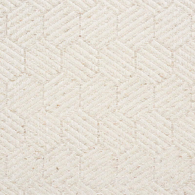 Beige textured woven fabric with geometric interlocking square pattern; versatile upholstery or rug material.