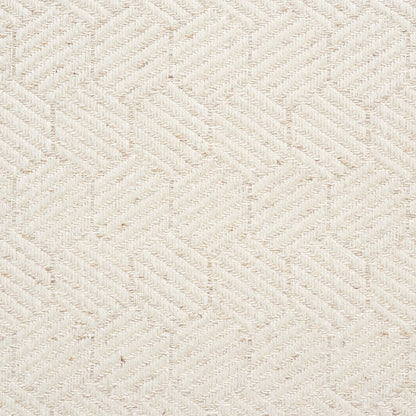 Beige textured woven fabric with geometric interlocking square pattern; versatile upholstery or rug material.