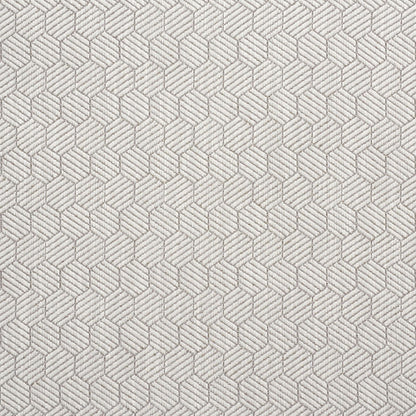 Beige fabric with a repeating hexagonal geometric pattern and subtle stitched texture.