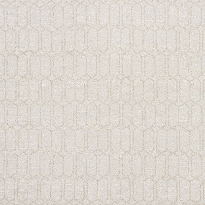 Cream-beige textured wallpaper with a subtle raised vertical chain of rounded-rectangle motifs.