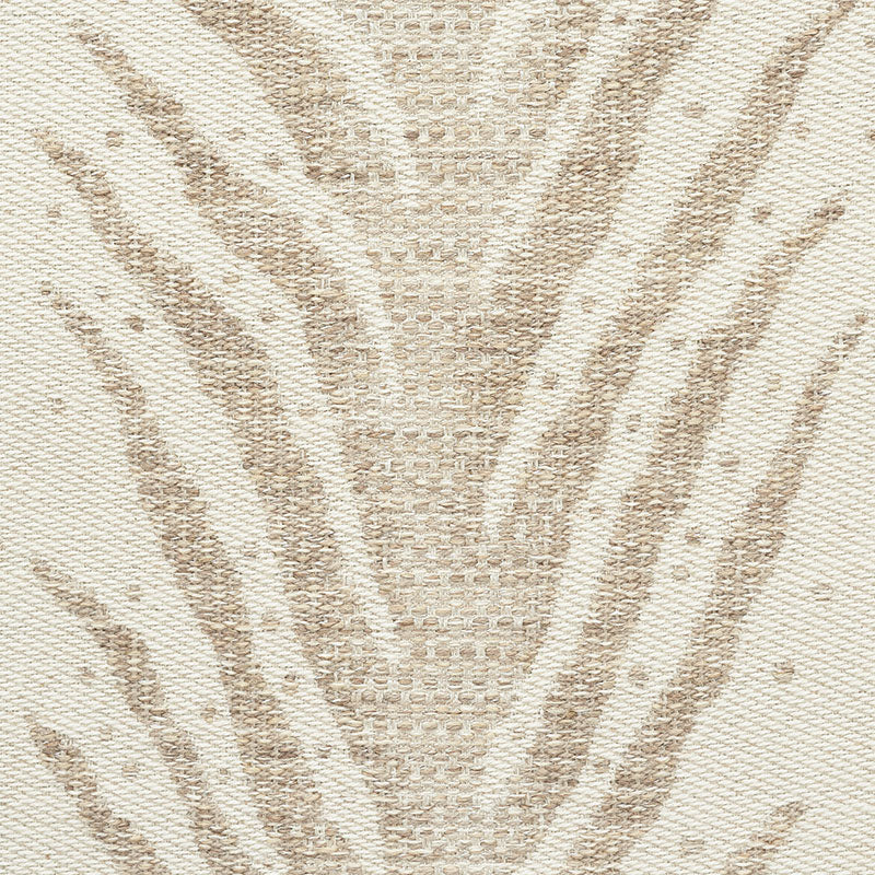 Neutral beige woven rug with abstract tan brushstroke pattern and textured natural-fiber look.