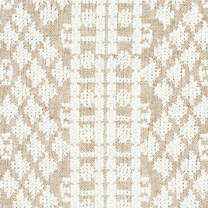 Beige and ivory snakeskin-patterned woven fabric; neutral upholstery or cushion cover.