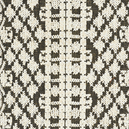 Brown & cream textured woven fabric with repeating diamond motifs; versatile upholstery or throw pillow material.