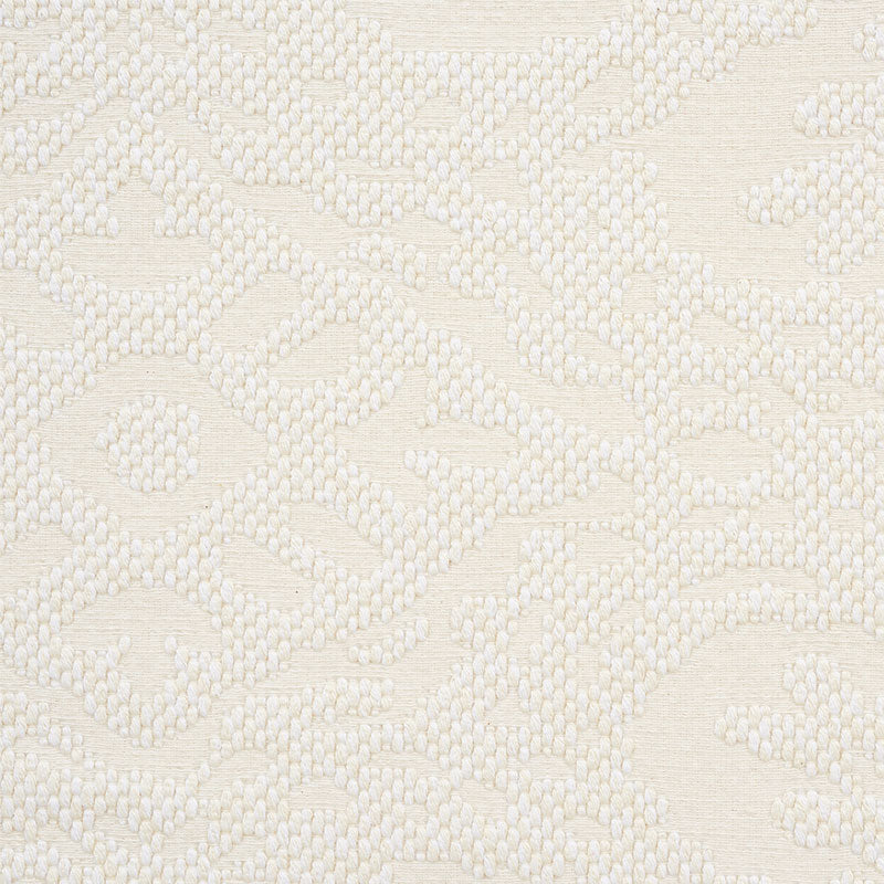 Ivory woven fabric with floral damask pattern; elegant, sheer textile.