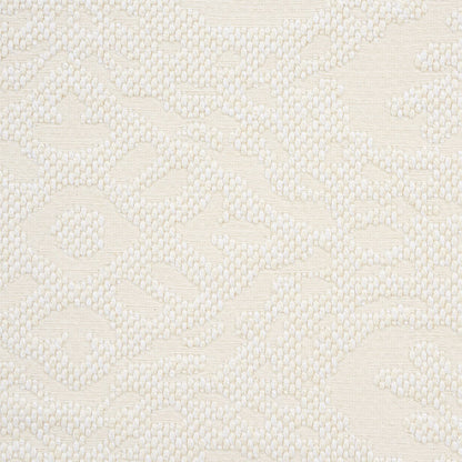 Ivory woven fabric with floral damask pattern; elegant, sheer textile.