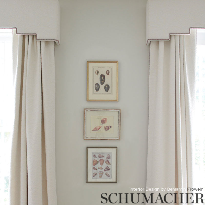 Three vertical ivory-toned woven pattern textile panels.