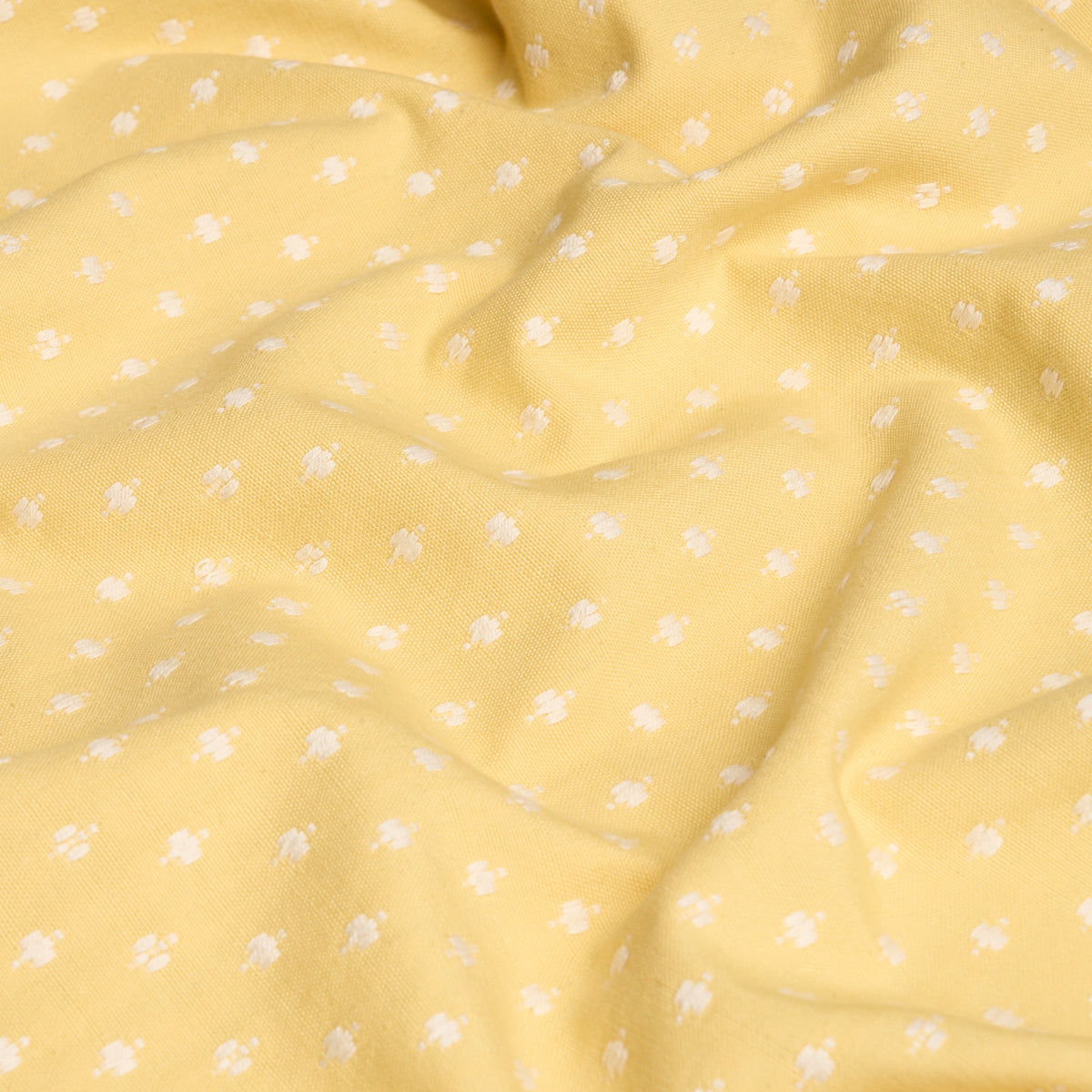 SCHUMACHER FABRIC  NEW TRADITIONAL BARLOW   IVORY ON YELLOW   - 75534