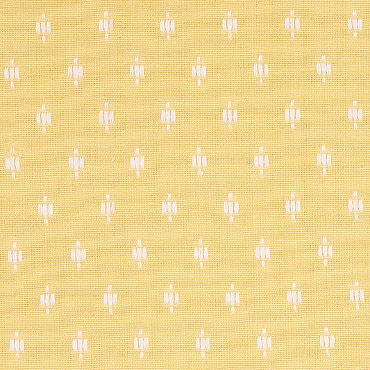 SCHUMACHER FABRIC  NEW TRADITIONAL BARLOW   IVORY ON YELLOW   - 75534