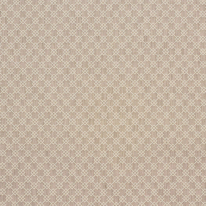 Beige trellis pattern fabric texture with small geometric motifs; versatile for upholstery or wallpaper.