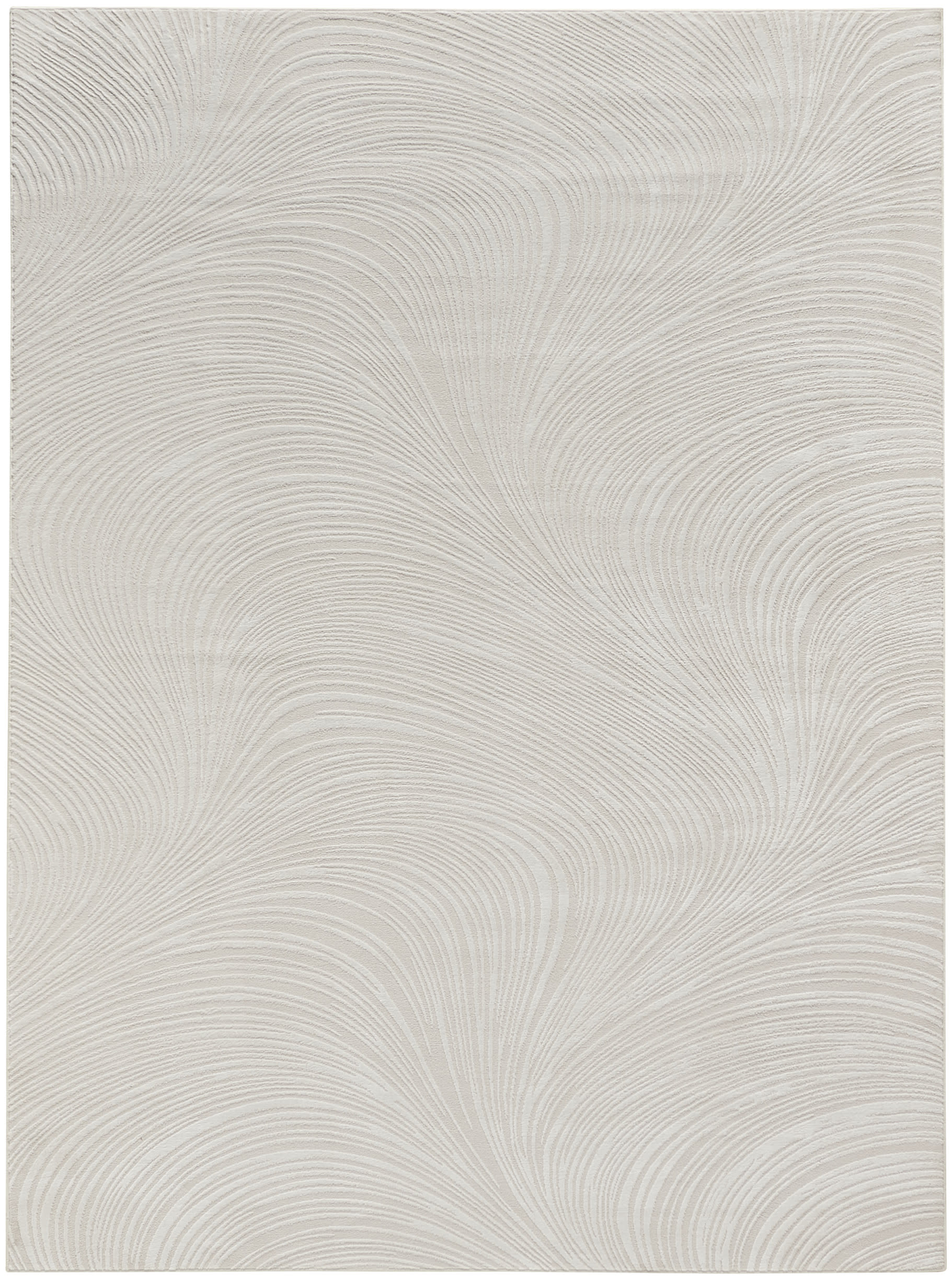 Soft grey wallpaper with subtle curved, feather-like line pattern; modern textured wall decor.