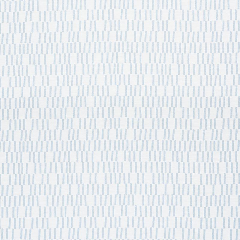 Light blue vertical dash pattern on white fabric; geometric, repeating rectangular bars for a subtle textile or decor print.