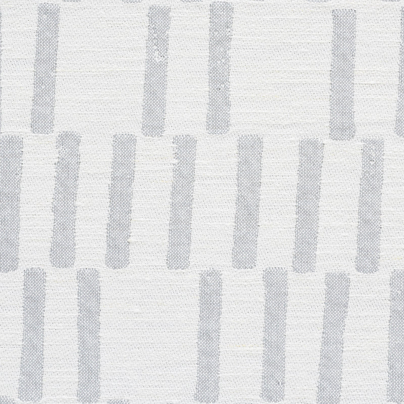 Light grey vertical stripe pattern on ivory woven fabric; modern geometric upholstery textile.
