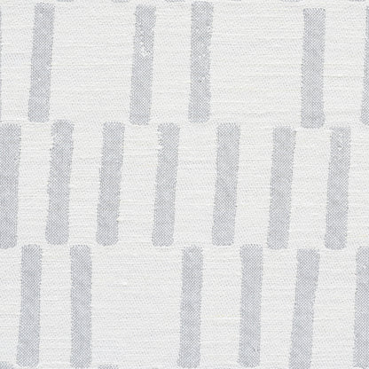Light grey vertical stripe pattern on ivory woven fabric; modern geometric upholstery textile.