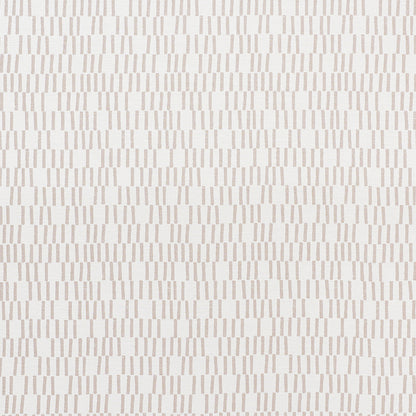 Ivory textile with pale beige vertical dash pattern; subtle geometric weave for upholstery or wallpaper.