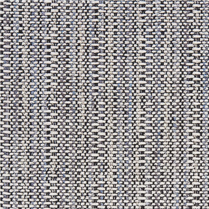 Beige, charcoal and blue woven textile with tight basket-weave pattern; versatile rug or upholstery fabric.