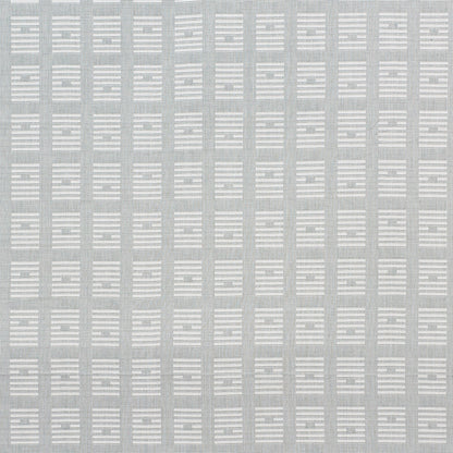 Gray woven fabric with pale white horizontal stripe blocks forming a subtle grid; modern upholstery or drapery textile.