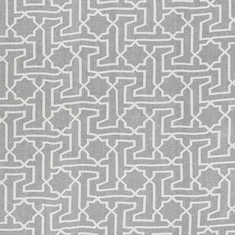 SCHUMACHER FABRIC  PATTERNED SHEERS & CASEMENTS ARABESQUE MAZE SHEER   GREY   - 75870