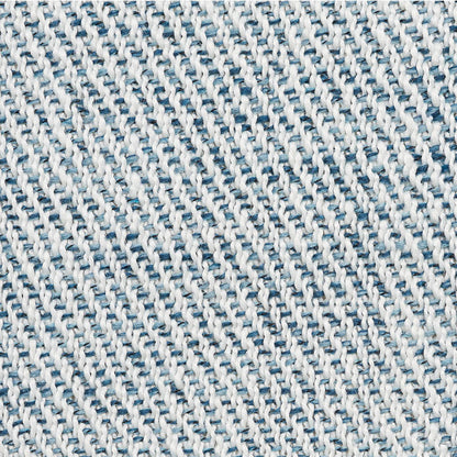 Close-up of light blue and white denim fabric showing a woven twill texture.