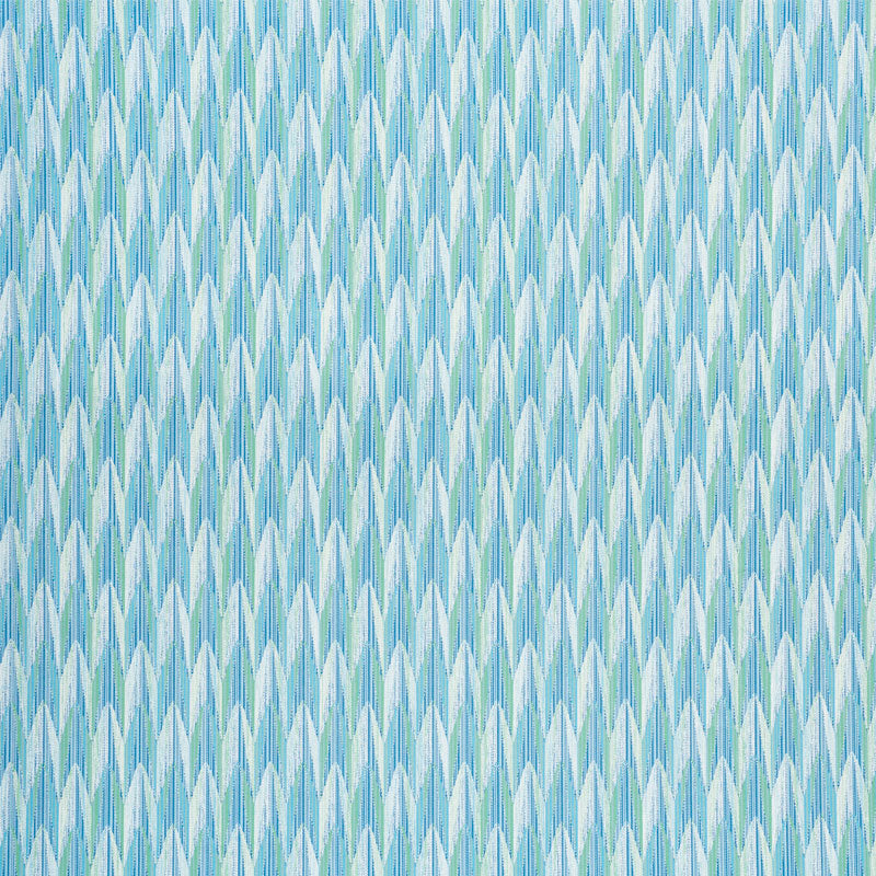 Blue and teal chevron woven fabric pattern with subtle textured zigzag.