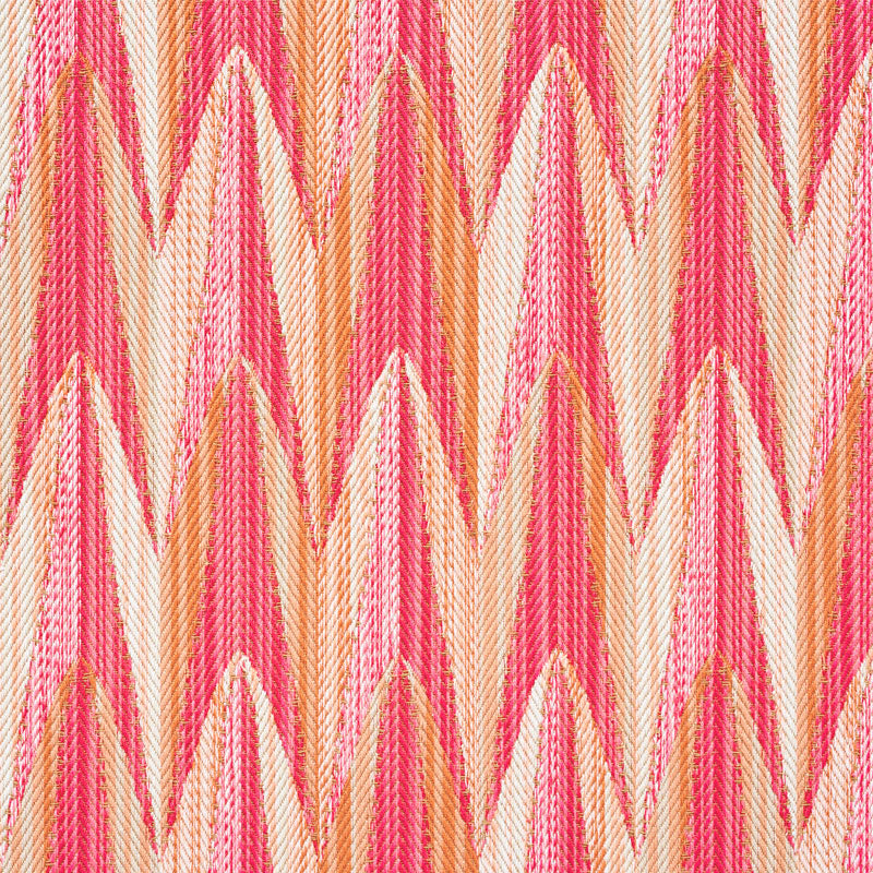 SCHUMACHER FABRIC  INDOOR/OUTDOOR: PRINTS & WOVENS VERDANT INDOOR/OUTDOOR   PINK & ORANGE   - 75911