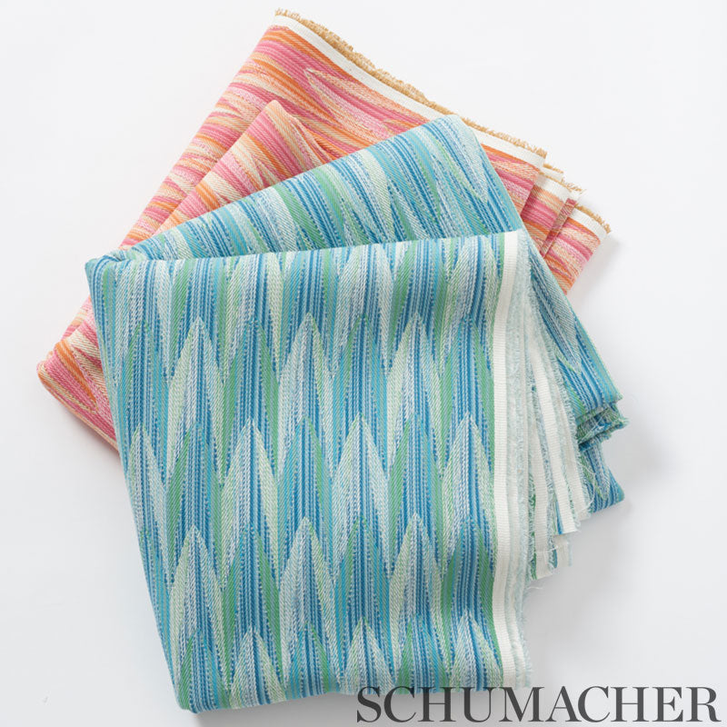 SCHUMACHER FABRIC  INDOOR/OUTDOOR: PRINTS & WOVENS VERDANT INDOOR/OUTDOOR   PINK & ORANGE   - 75911