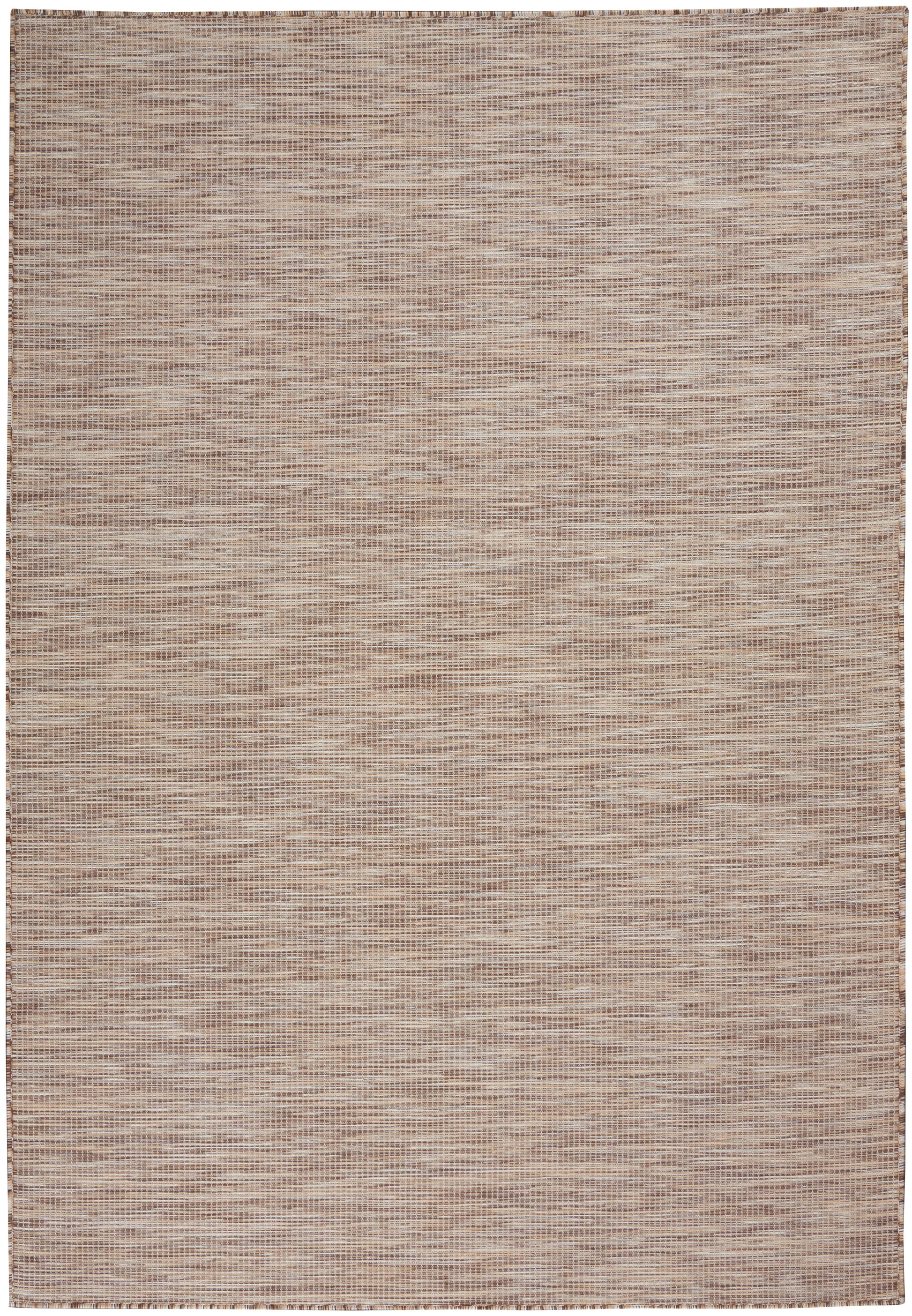 Beige woven rug with natural fiber texture and subtle stripes; rectangular, modern style, 5' x 7'.