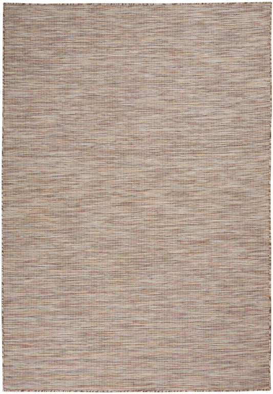Beige woven rug with natural fiber texture and subtle stripes; rectangular, modern style, 5' x 7'.