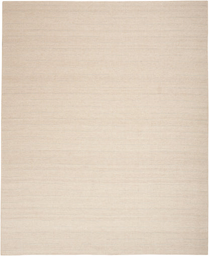 Beige flatweave rug 5' x 7' with subtle horizontal texture; rectangular, versatile for living room or bedroom decor.